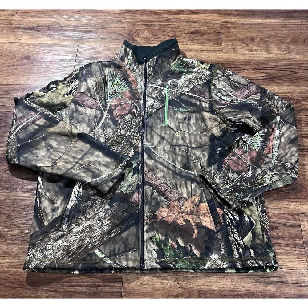 LL Bean Full Zip Camo Mossy Oak Shadow Grass Blades Hunting Jacket Mens 2XL